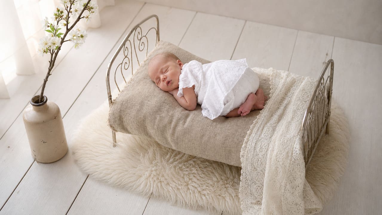 Bébé qui dort paisiblement dans un cadre apaisant
