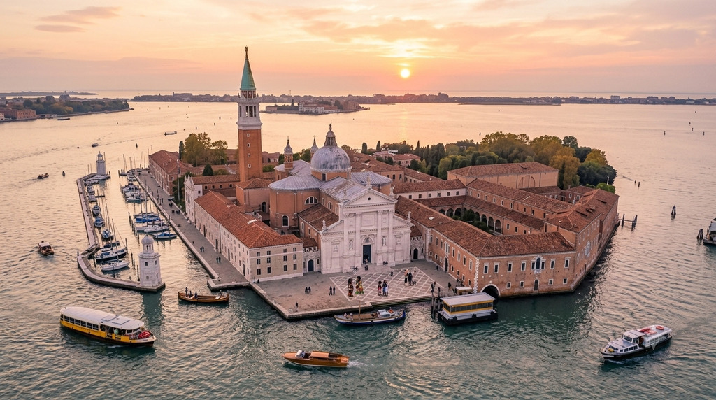 Le coucher de soleil depuis San Giorgio Maggiore